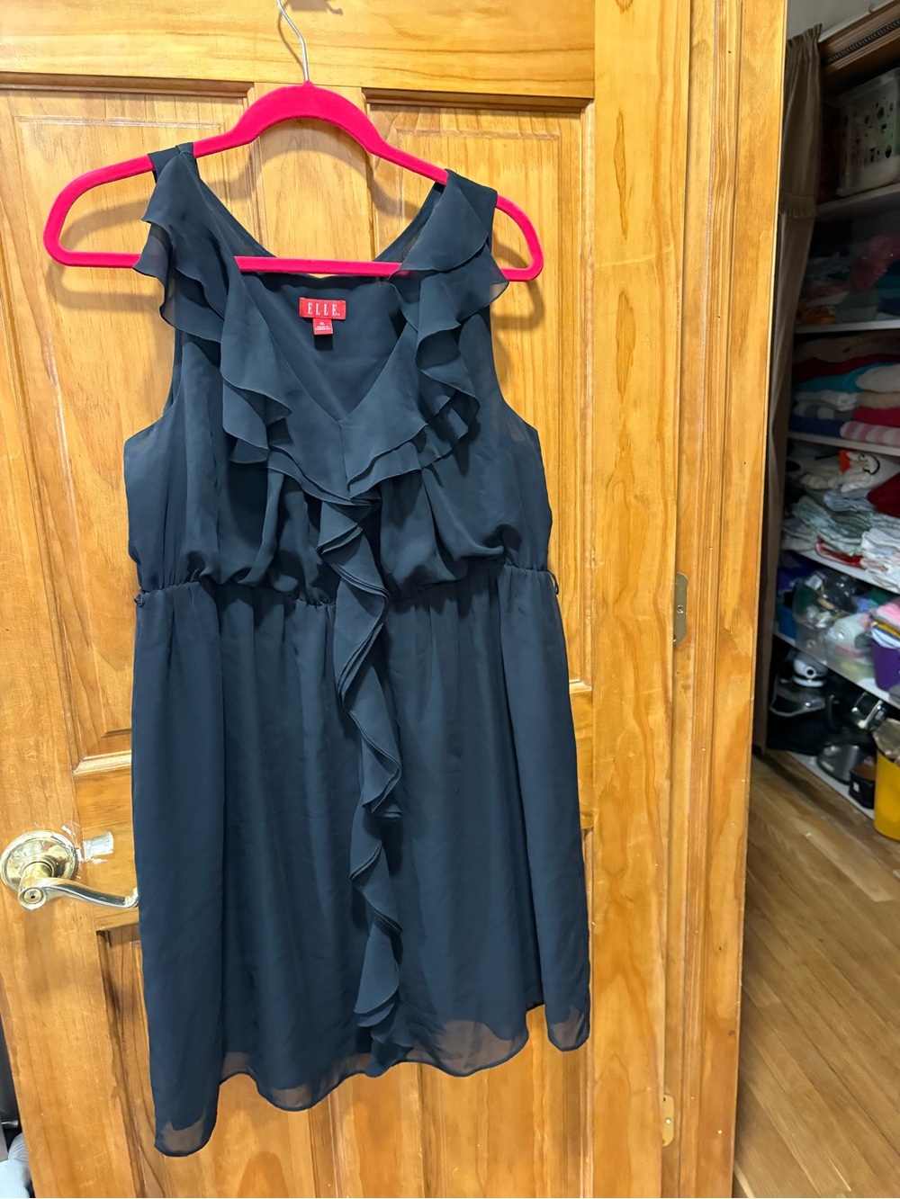 Elle Girls Black Ruffle-Front Sleeveless Dress